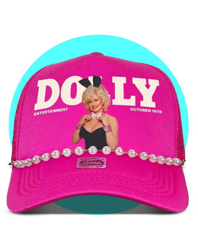 Play-Dolly Bunny Trucker Hat in hot pink pearl