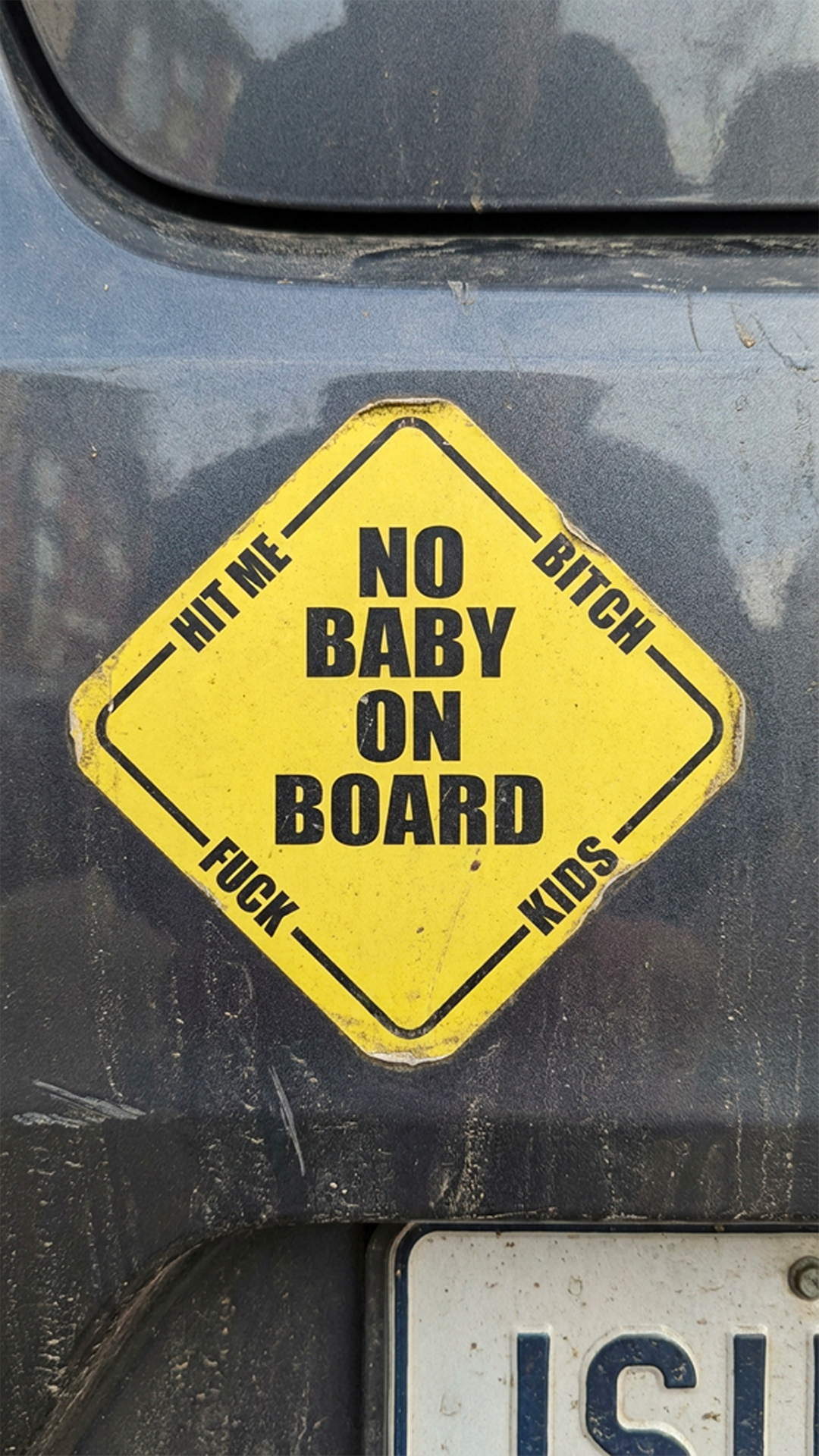 No Baby On Baord Hit Me FU Kids Bumper Sticker
