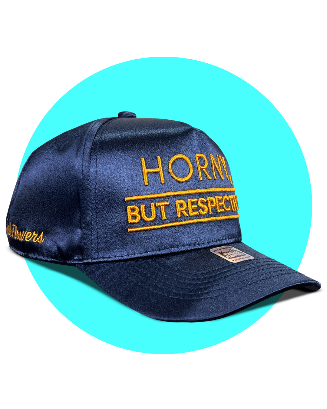 Horny But Respectful Satin 3D Embroidered Trucker Hat