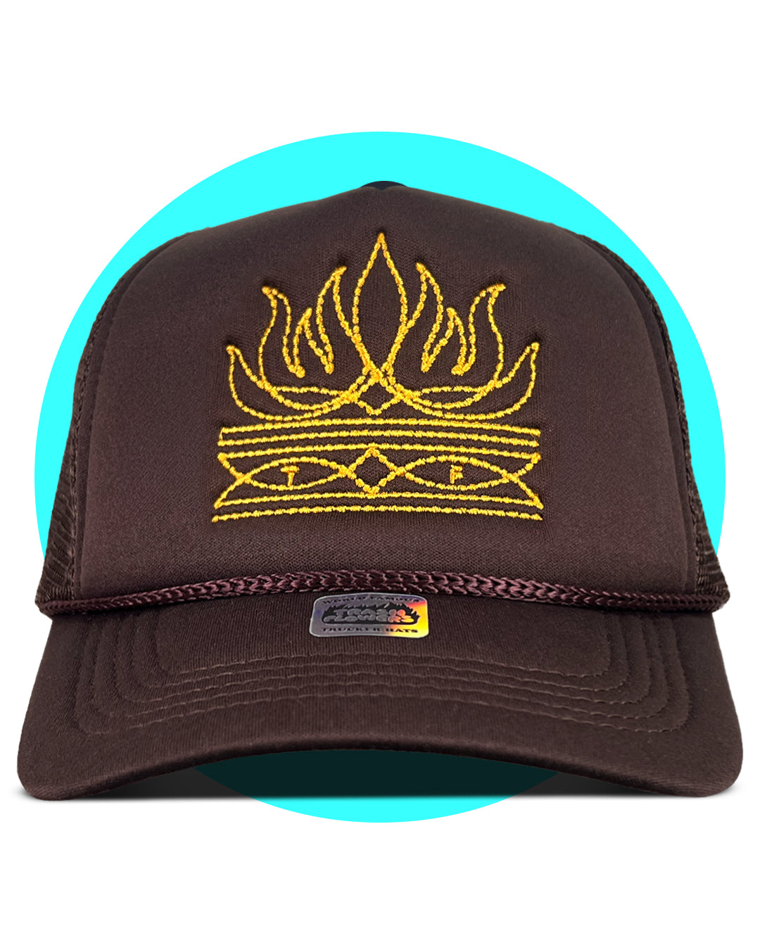 Toe Bug Flame Boot Stitch Embroidered Trucker Hat