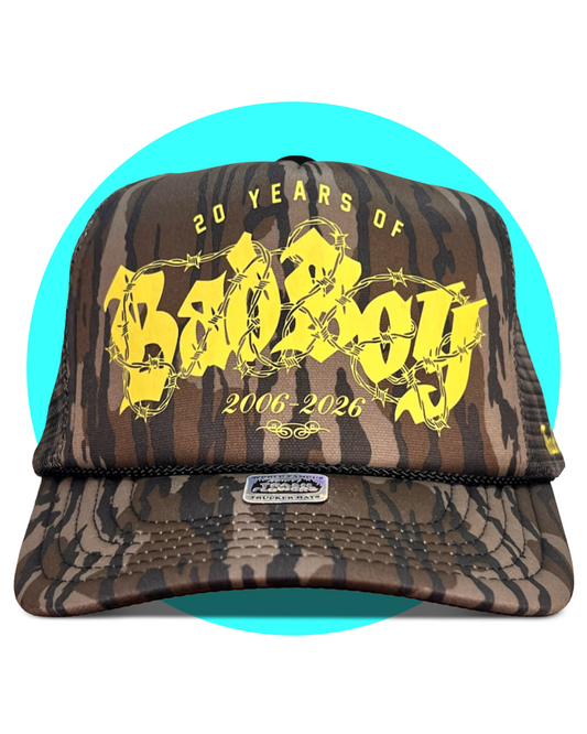 20 Years of Bad Boy Joey Janela Hunting Orange Camo Trucker Hat