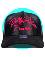 Dolly Parton Fucks Black Satin Snapback Trucker Hat