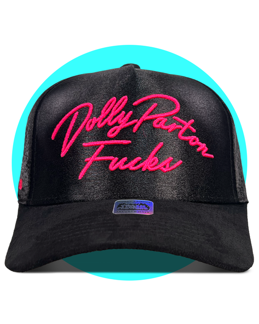 Dolly Parton Fucks Black Satin Snapback Trucker Hat