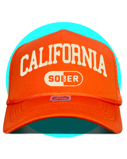 California Sober Trucker Hat in orange
