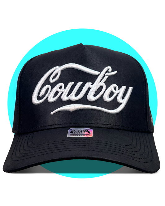 Coca-Cola Cowboy Black Faux Leather Snapback Trucker Hat