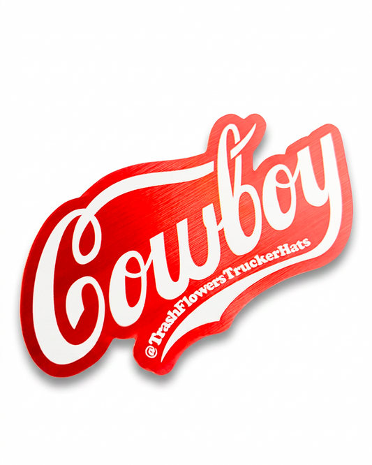 Coca-Cola Cowboy Brushed Aluminum Bumper Sticker