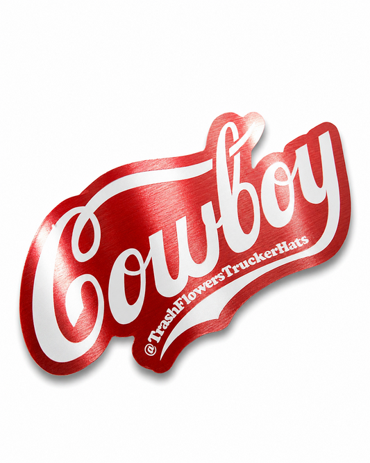 Coca-Cola Cowboy Brushed Aluminum Bumper Sticker