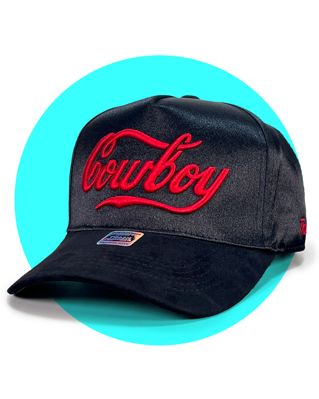 Coca-Cola Cowboy Black Satin 3D Embroidered Snapback Trucker Hat