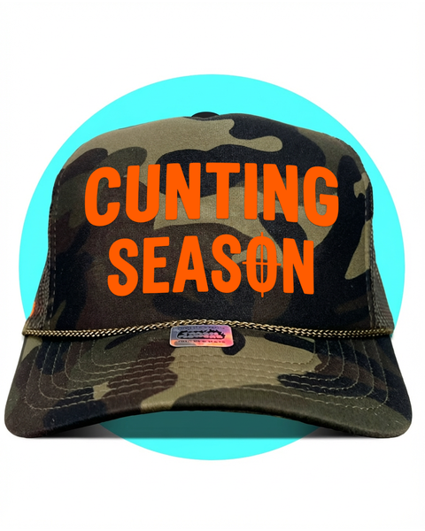 It's Cunting Season Trucker Hat in orange