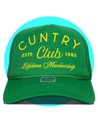 Cuntry Club Lifetime Membership Trucker Hat in country club green