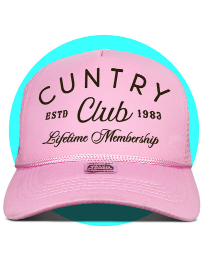 Cuntry Club Lifetime Membership Trucker Hat in pink