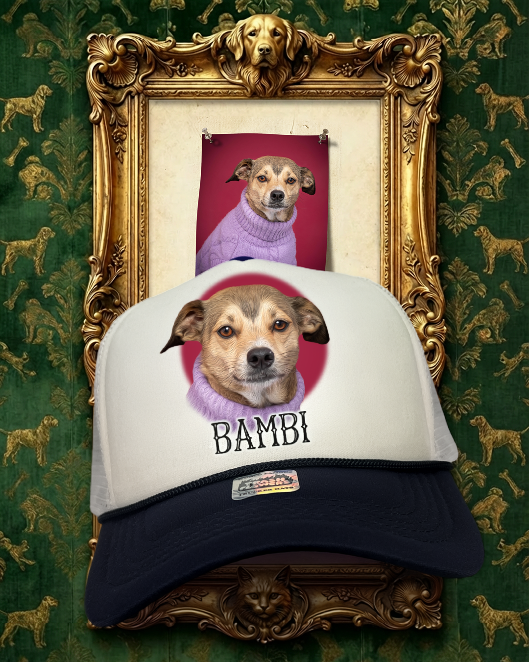 Custom Fur Baby Pet Portrait Trucker Hats