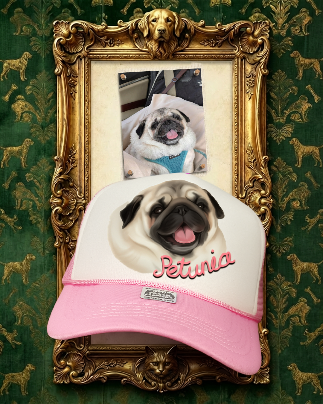 Custom Fur Baby Pet Portrait Trucker Hats