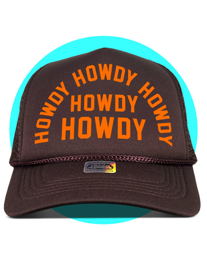 Howdy Howdy Howdy Trucker Hat in brown