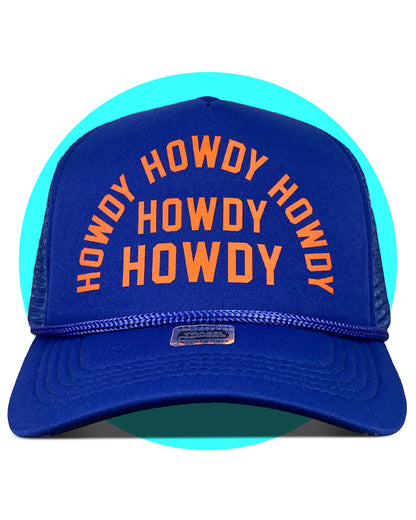 Howdy Howdy Howdy Trucker Hat in royal blue