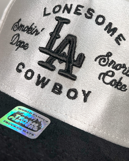 Lonesome LA Cowboy 3D Embroidered Satin Snapback Hat