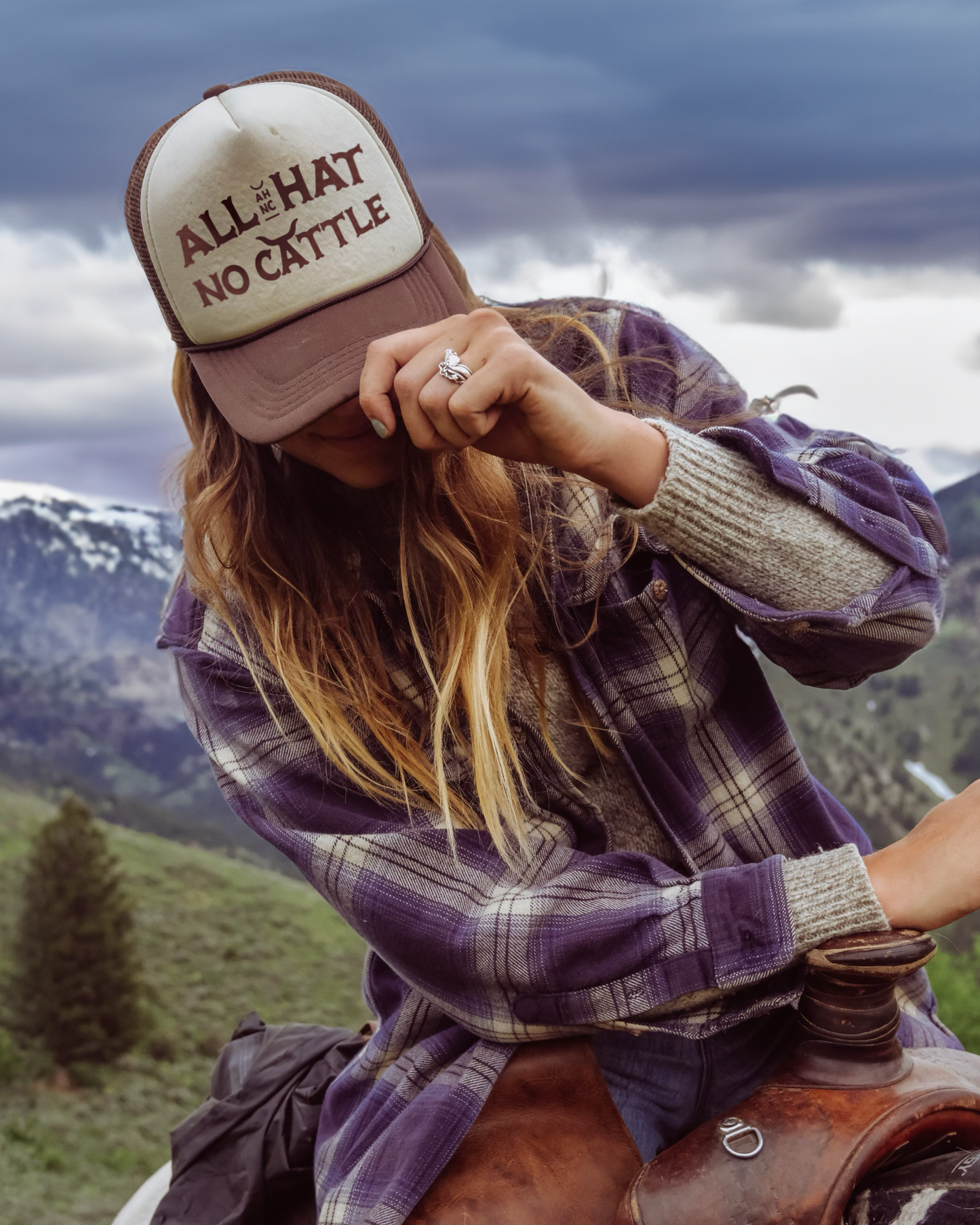 All Hat No Cattle Trucker Hat trashflowerstruckerhats