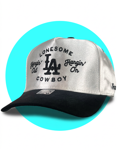 Lonesome LA Cowboy 3D Embroidered Satin Suede Snapback Hat