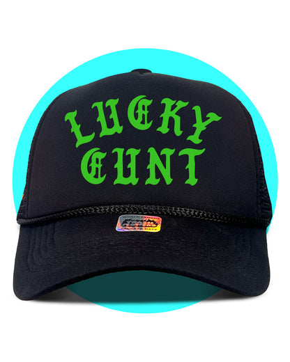 Lucky Cunt Trucker Hat in emerald