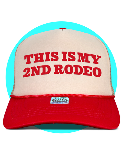 This is my 2nd Rodeo Trucker Hat in tan and red