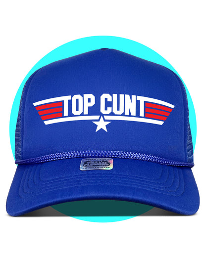 Top Cunt Trucker Hat in royal blue