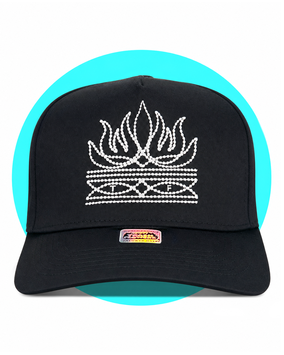 Flame Toe Bug Boot Stitch Snapback Trucker Hat