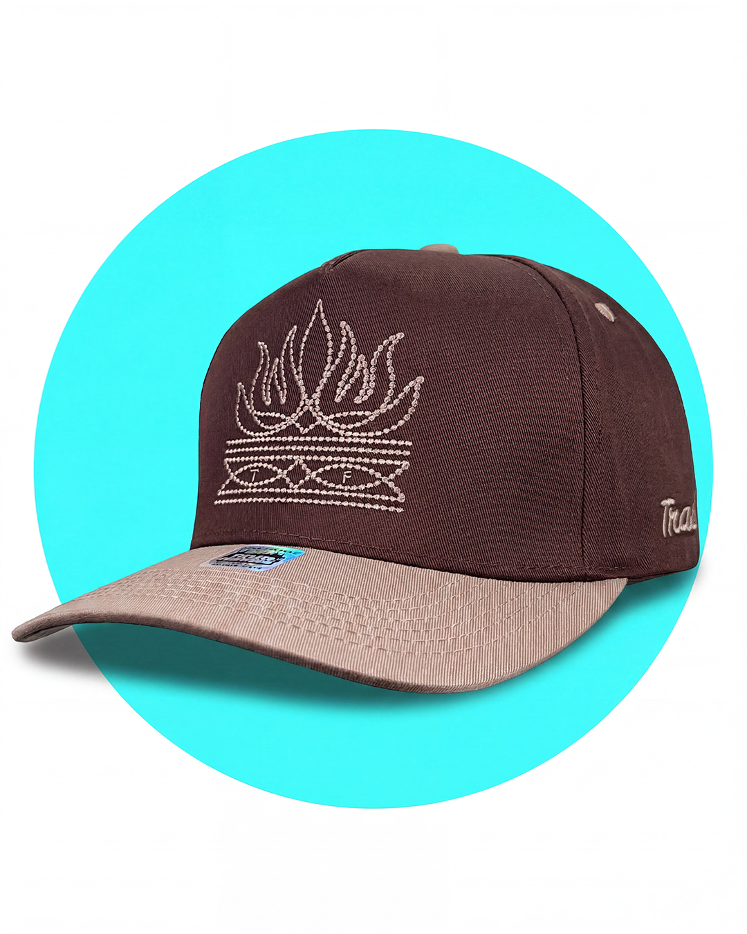 Flame Toe Bug Boot Stitch Snapback Trucker Hat