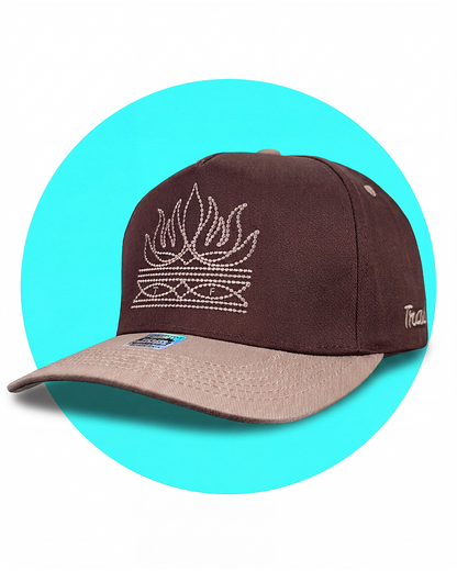 Flame Toe Bug Boot Stitch Snapback Trucker Hat
