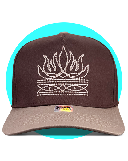 Flame Toe Bug Boot Stitch Snapback Trucker Hat