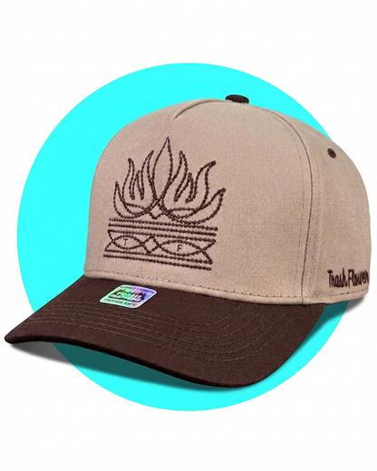 Flame Toe Bug Boot Stitch Snapback Trucker Hat